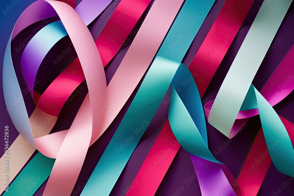 Poster vibrant abstract twisted ribbon background featuring gradient waves
