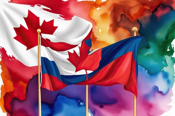 Vibrant Watercolor Background for Celebrating Canada's Flag Day