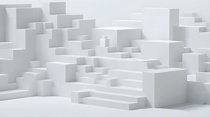 Abstract White 3D Geometric Shapes Background