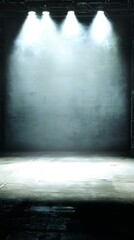 Three Spotlights Shining On Concrete Wall