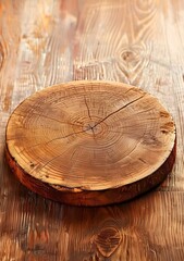 Round Wooden Cutting Board On Wooden Background