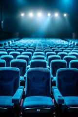 Obraz premium Empty Blue Seats in a Movie Theater