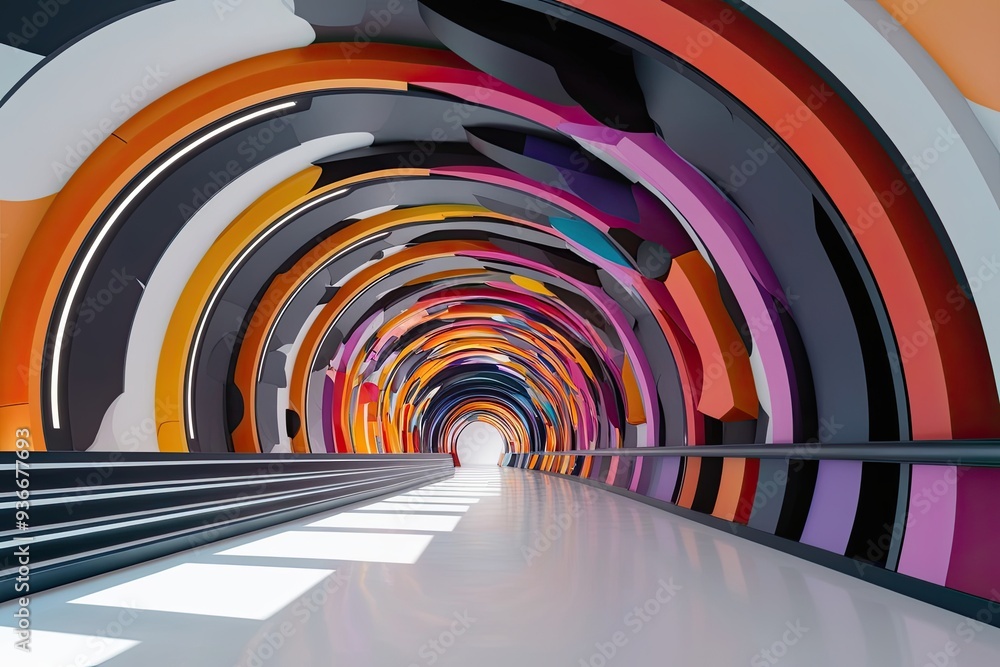 Poster dynamic abstract space design featuring curved elements and contemporary layout