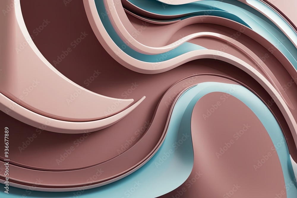 Poster contemporary 3d abstract background with curved shapes and dynamic patterns