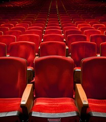 Obraz premium Red Seats in an Empty Auditorium