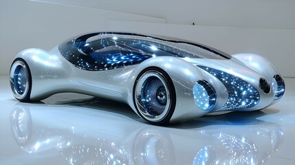 A sleek, futuristic car with an aerodynamic design, symbolizing innovation in transportation.