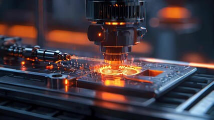 The CNC milling machine cutting the metal shaft with the sparking light. The hi-technology manufacturing process