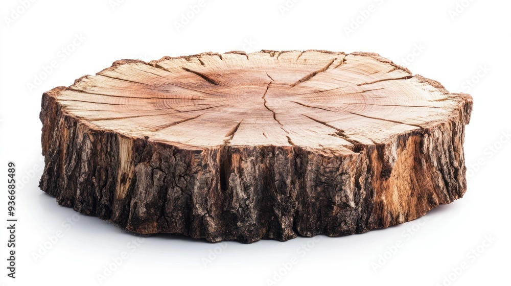 Poster A Cross Section of a Tree Trunk with Visible Rings and Bark