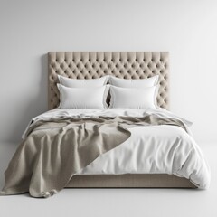 Classic bed with pillow and throw created with generated ai