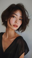 Fototapeta premium Beautiful asian woman with short haircut