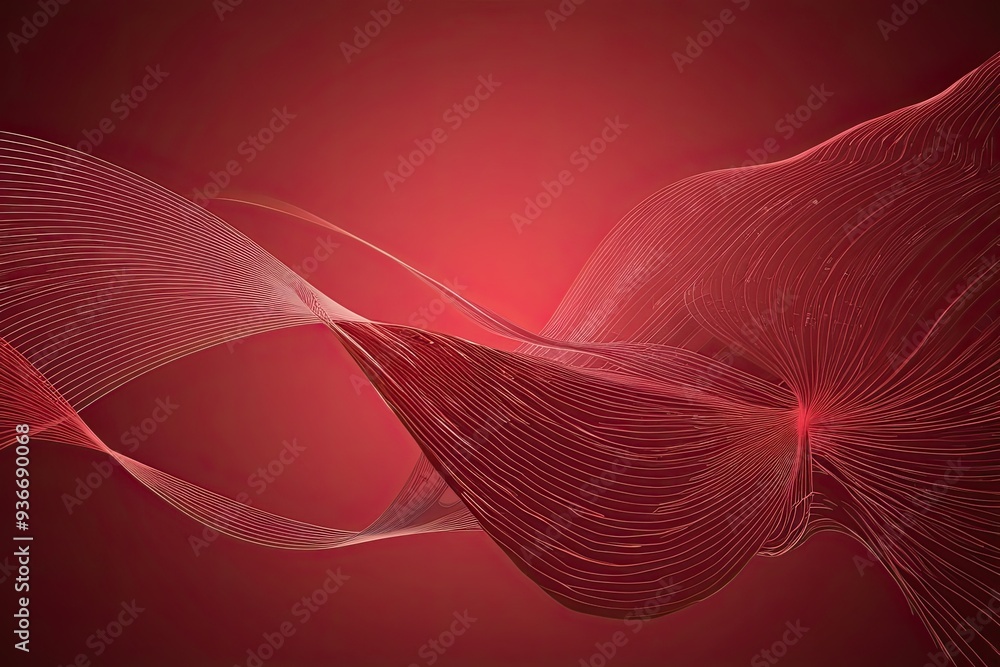 Poster crimson abstract background featuring advanced technology and development elements