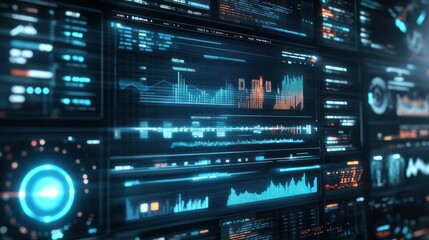 Futuristic Digital Interface with Data Visualization