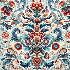 Norwegian Scandinavian rosemaling traditional handpainted folk art in bright floral patterns