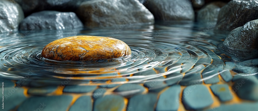 Poster abstract visualization of a pebble dropped into water where the ripples represent the start of a cha