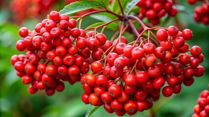 Cluster of red berries with stems
