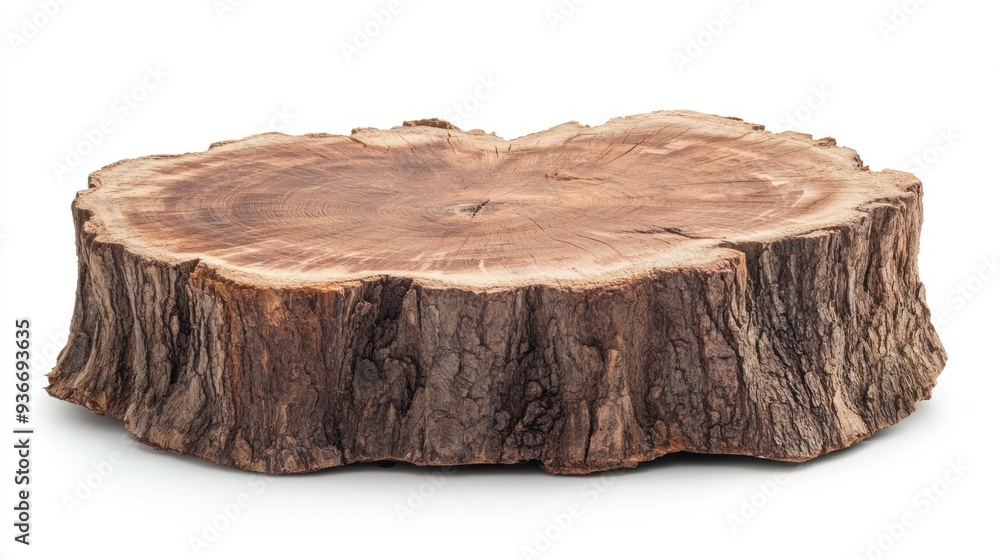 Poster A Cross-Section of a Tree Trunk Isolated on a White Background