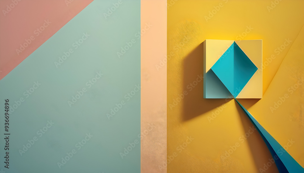 Aufkleber colorful geometric shapes create an abstract design on a bright yellow background in a modern art se