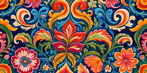 Norwegian Scandinavian rosemaling traditional handpainted folk art in bright floral patterns