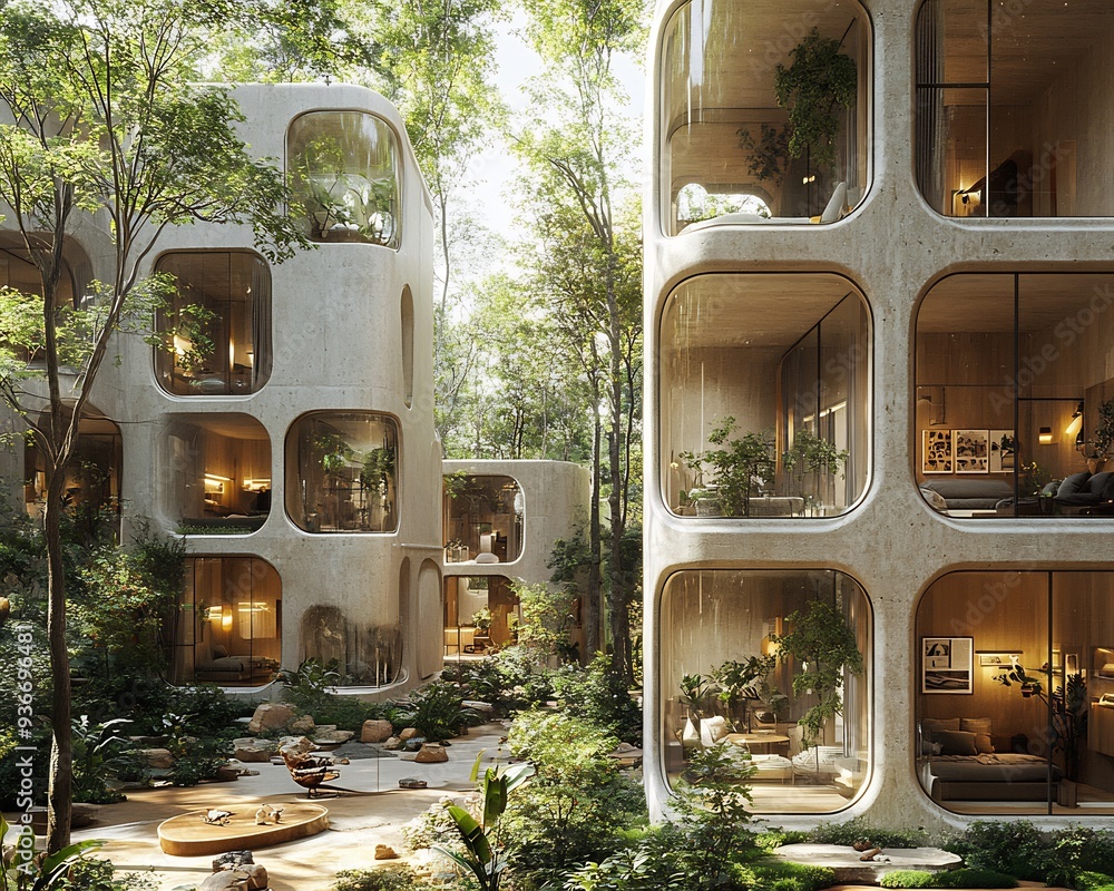 Poster architect's utopia with modular buildings that can be reconfigured based on the inhabitants' needs
