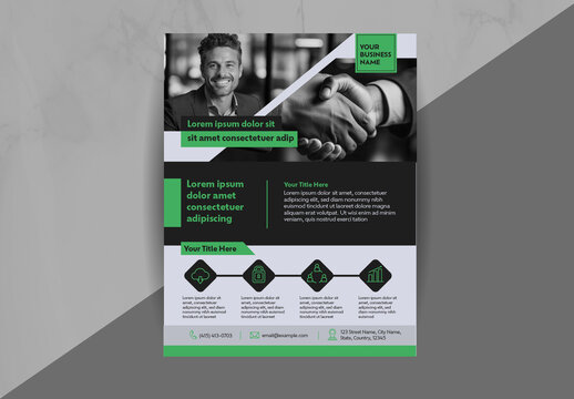 Green and Black Modern Corporate Business Flyer Template