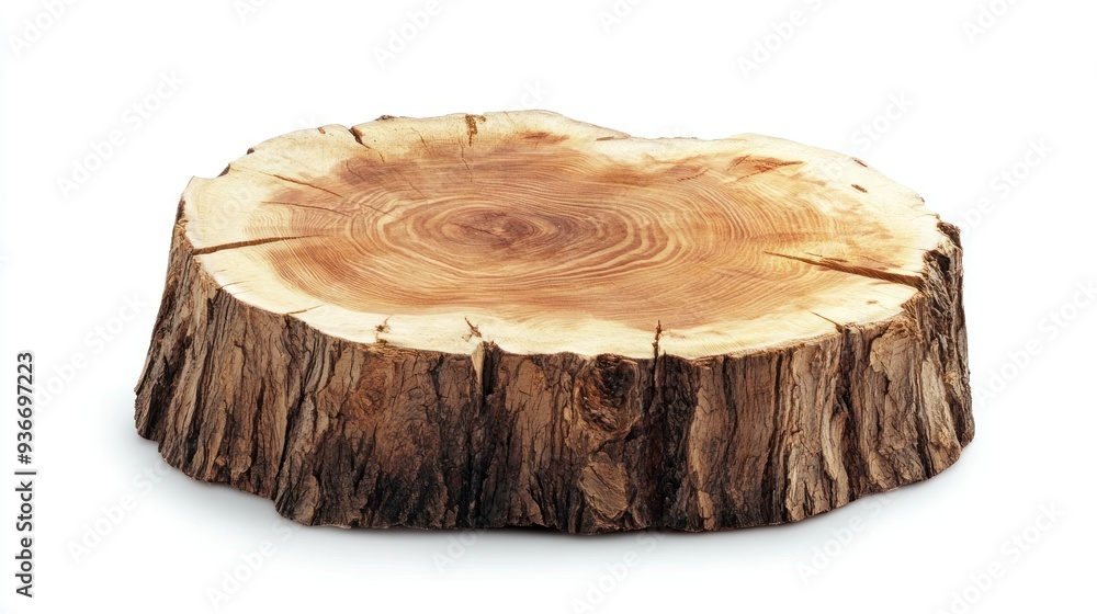 Poster Cross-section of a tree trunk with bark and growth rings