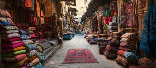 Colorful Textiles For Sale In A Middle Eastern Market