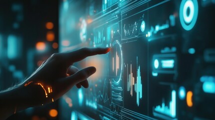 Hand Interacting with a Futuristic User Interface