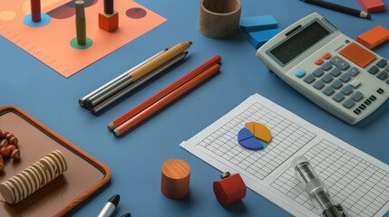 Office Supplies with Chart and Calculator