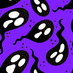Halloween ghost seamless cartoon pattern for wrapping paper and fabrics