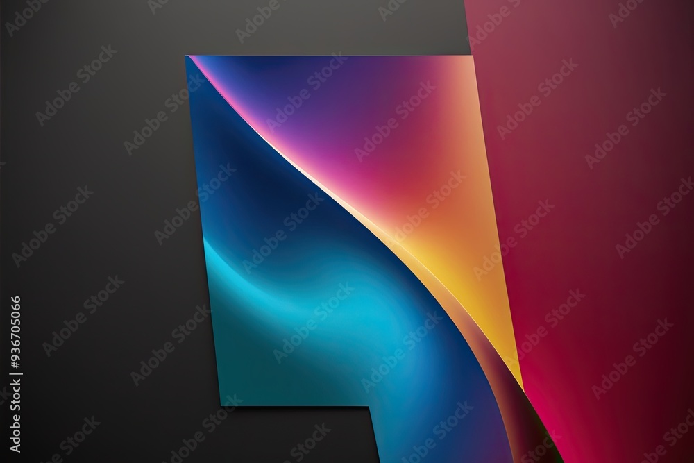 Poster vibrant contemporary gradient background in azure papaya and ruby colors on dark charcoal surface