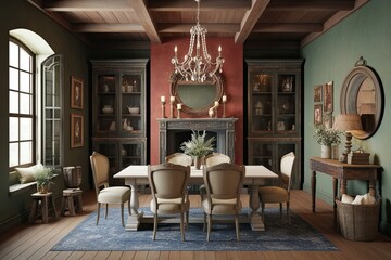 Stunning 3D Visualization of Rustic Vintage Interior Design with Charming Decor