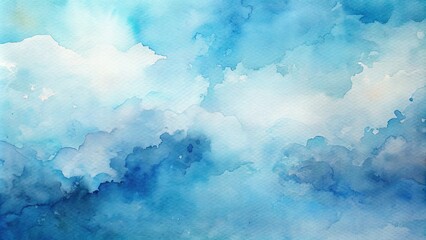 Soft, blended watercolor washes in calming blues and whites evoke a sense of serene tranquility on textured paper, perfect for backgrounds or design elements.
