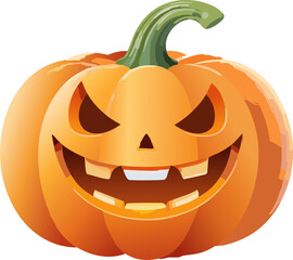 Halloween pumpkin autumn symbol scary pumpkin with smile, happy face. Cartoon Vector illustration.