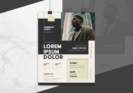 Black and Beige Modern Business Event Flyer Template
