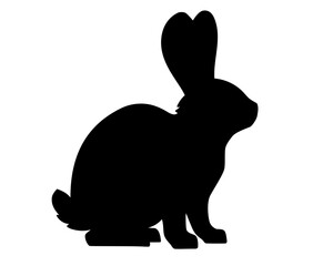 Vector rabbit silhouette. Rabbit - icon for your logo or pictogram. Black silhouette of a sitting rabbit.	