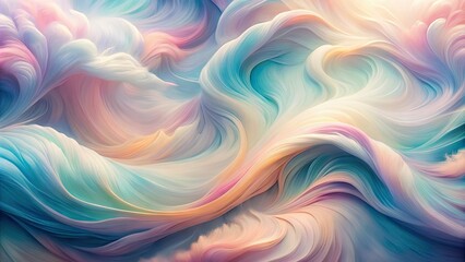Obraz premium Softly blended pastel hues swirl together in an ethereal dance, forming a mesmerizing abstract composition that exudes calmness and serenity in its dreamy, whimsical beauty.