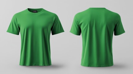 Green T-Shirt Front and Back View - Generative AI