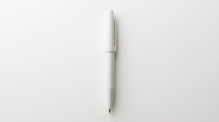 Minimalist White Ballpoint Pen on White Background Generative AI