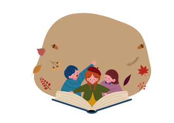 子供向け読書の秋のイベントのイラスト