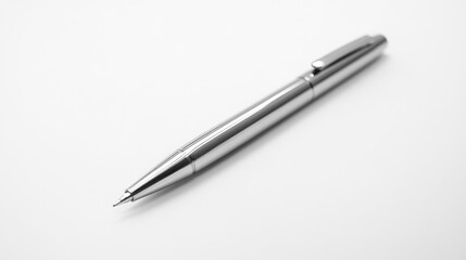 Elegant Silver Pen on White Background with Generative AI