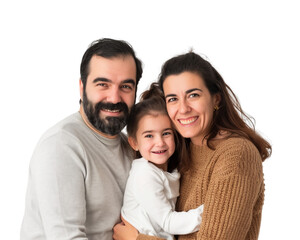 Happy Family father mother son daughter kid studio photo transparent background