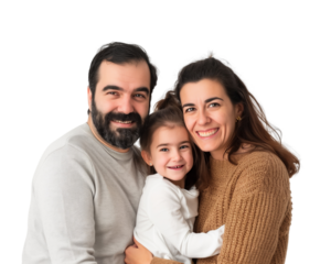 Happy Family father mother son daughter kid studio photo transparent background