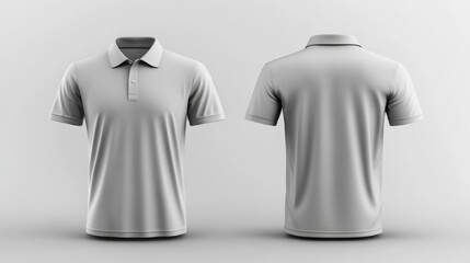 Plain White Polo Shirt Front and Back View Generative AI