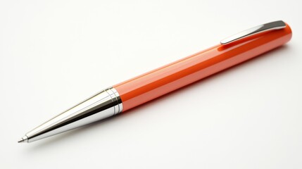 Orange Pen with Metallic Accents on White Background Generative AI