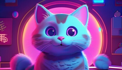 Small cartoon cat banner with space for text