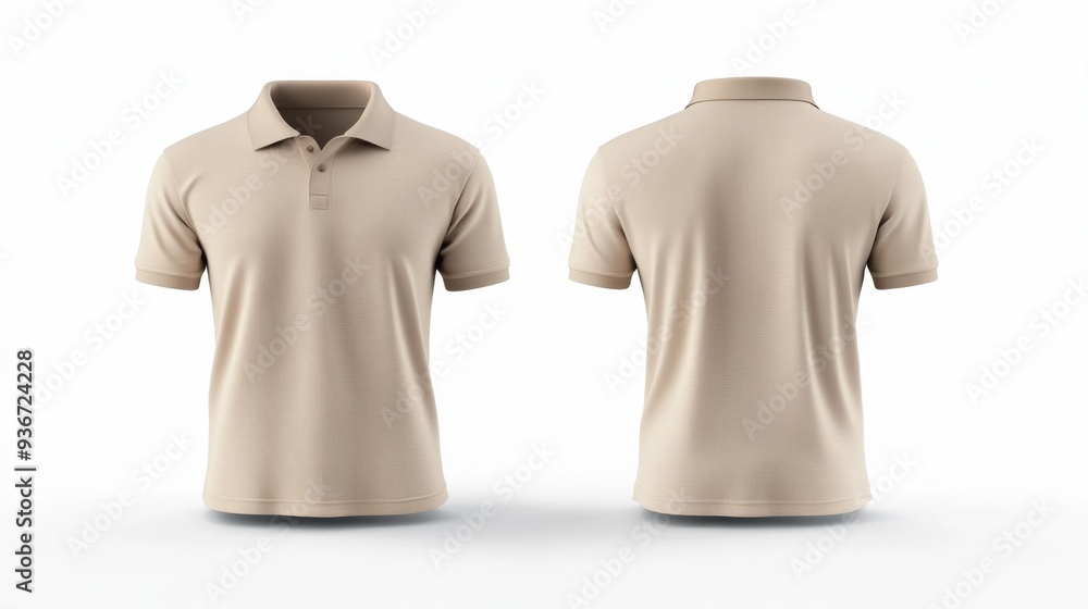 Canvas Prints Beige Polo Shirt Front and Back View - Generative AI