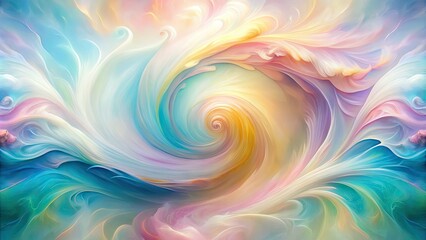 Fototapeta premium Soft, whimsical pastel hues blend and swirl in a dreamy abstract composition, evoking feelings of serenity, wonder, and gentle joy.