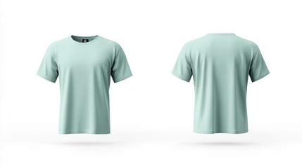 Fototapeta premium Mint Green T-shirt Displayed in Front and Back View Generative AI