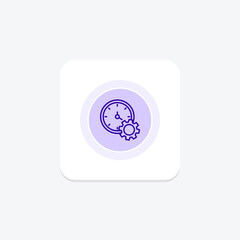 Time management, Time settings purple line icon on a colorful circle, ai illustrator file