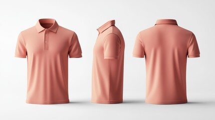 Three Perspectives of a Pink Polo Shirt Generative AI